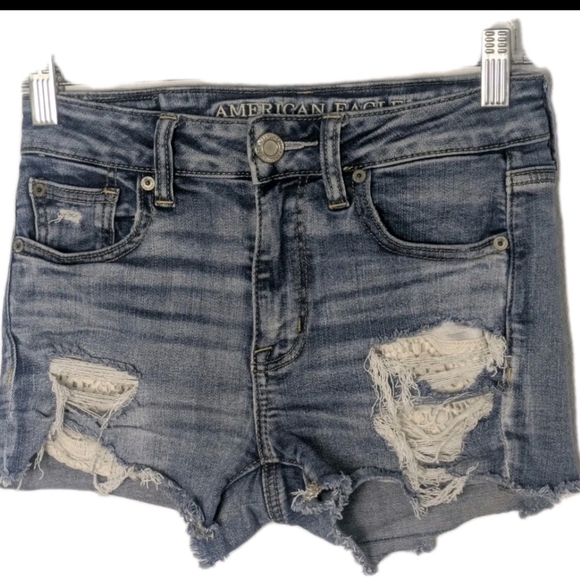 American Eagle Outfitters Pants - American Eagle Hi Rise Shortie Shorts 0 Distressed Next Level Stretch Women Lace